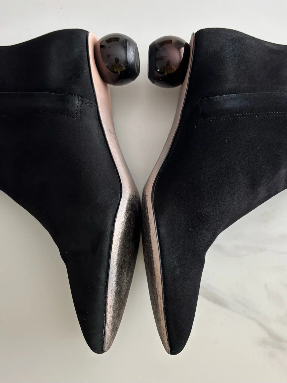 kate spade Sydney Black Suede Ankle Boots with Sphere Heel Sz 8
